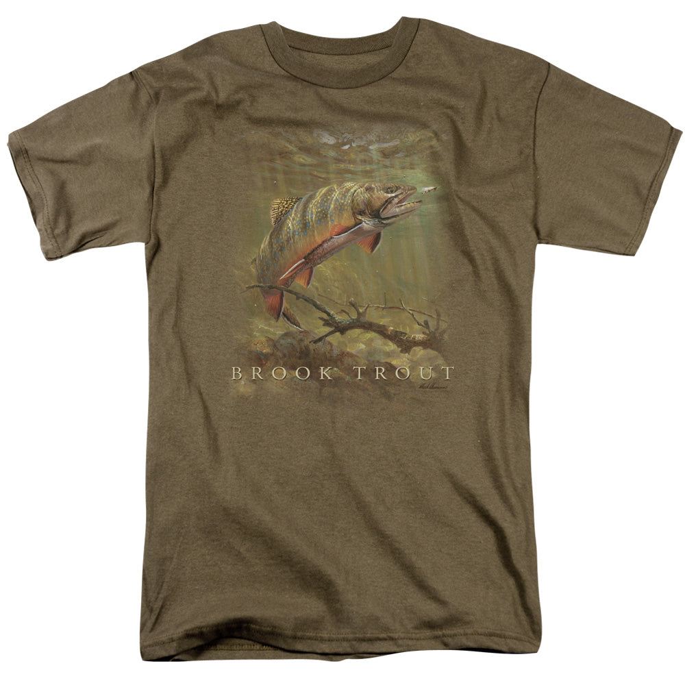 Wildlife - Brook Trout - Short Sleeve Adult 18/1 - Safari Green T-shirt
