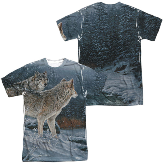 Wild Wings - Twilight Hunters (Front/back Print) - Short Sleeve Adult Poly Crew - White T-shirt