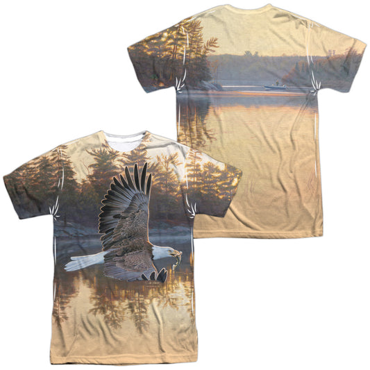 Wild Wings - Gone Fishing (Front/back Print) - Short Sleeve Adult Poly Crew - White T-shirt