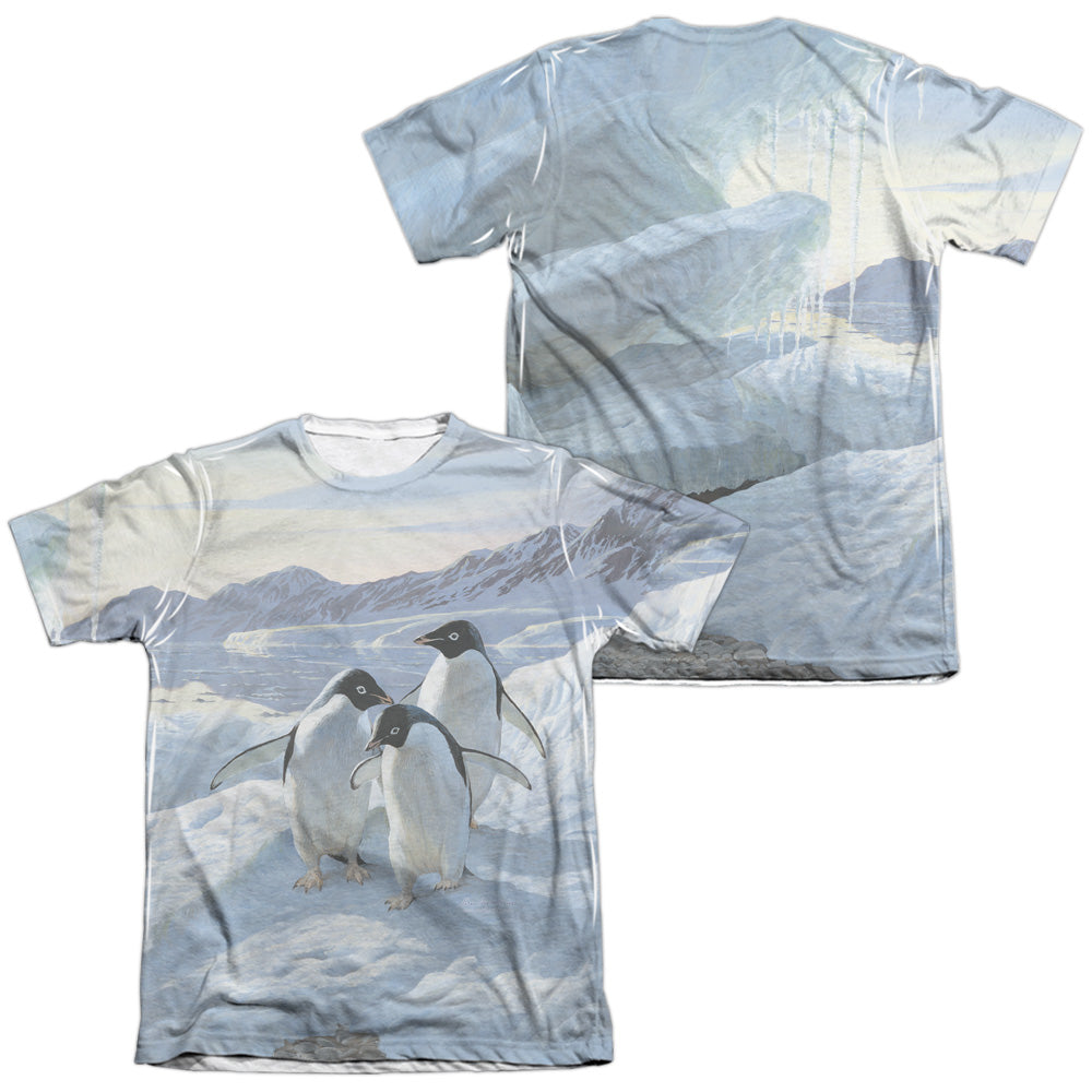 Wild Wings - Penguins (Front/back Print) - Adult Poly/cotton Short Sleeve Tee - White T-shirt