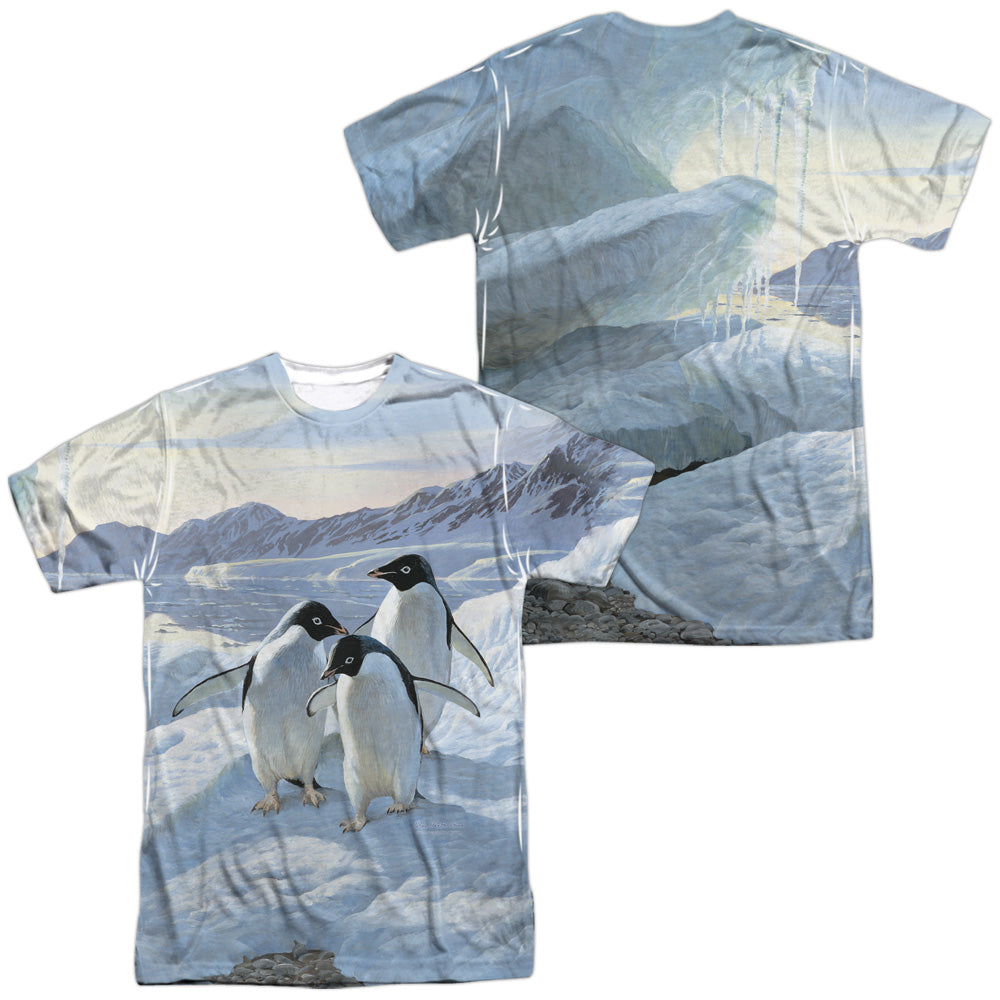 Wild Wings - Penguins (Front/back Print) - Short Sleeve Adult Poly Crew - White T-shirt