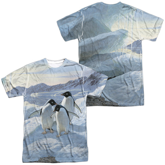 Wild Wings - Penguins (Front/back Print) - Short Sleeve Adult Poly Crew - White T-shirt
