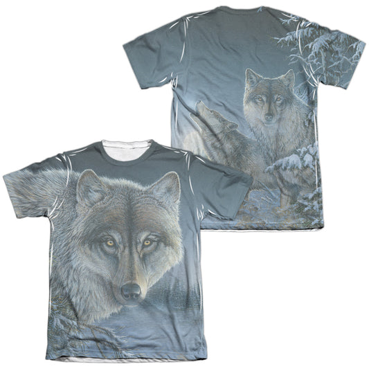 Wild Wings - Midnight Wolves (Front/back Print) - Adult Poly/cotton Short Sleeve Tee - White T-shirt
