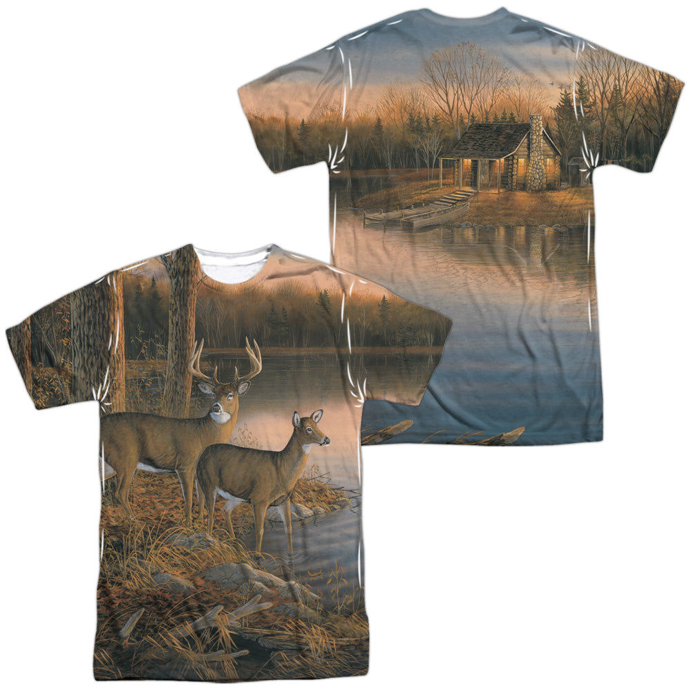 Wild Wings - Tranquil Evening (Front/back Print) - Short Sleeve Adult Poly Crew - White T-shirt