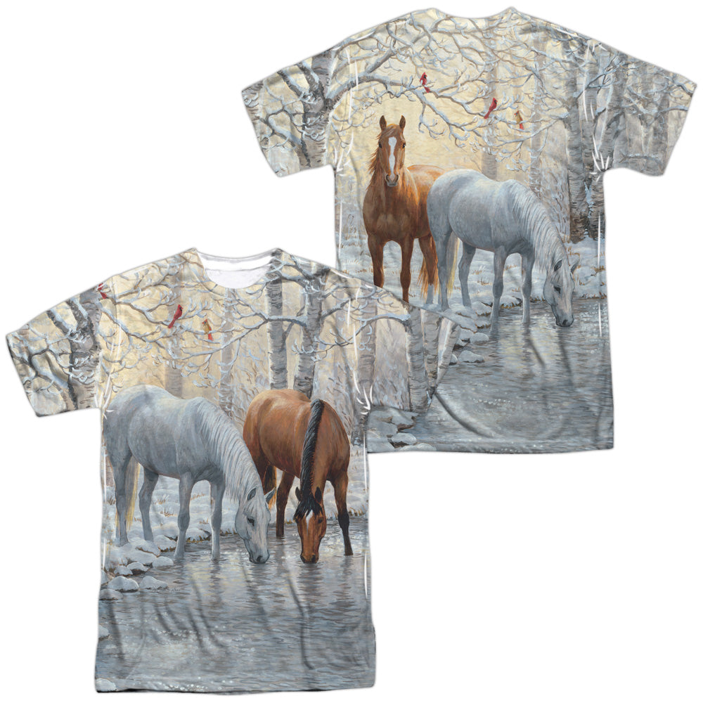 Wild Wings - Frosty Sunshine (Front/back Print) - Short Sleeve Adult Poly Crew - White T-shirt