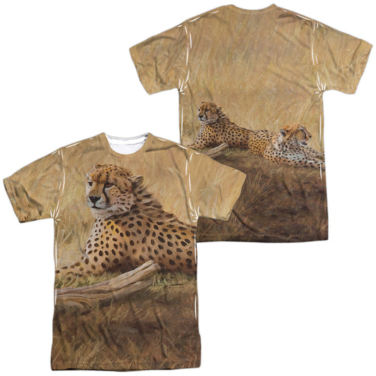 Wild Wings - African Cats (Front/back Print) - Short Sleeve Adult Poly Crew - White T-shirt