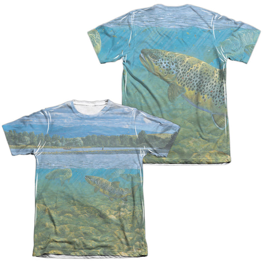 Wild Wings - Bighorn River (Front/back Print) - Adult Poly/cotton Short Sleeve Tee - White T-shirt