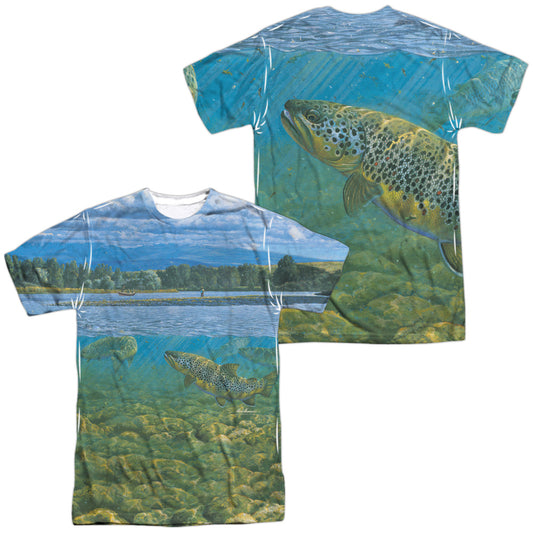 Wild Wings - Bighorn River (Front/back Print) - Short Sleeve Adult Poly Crew - White T-shirt