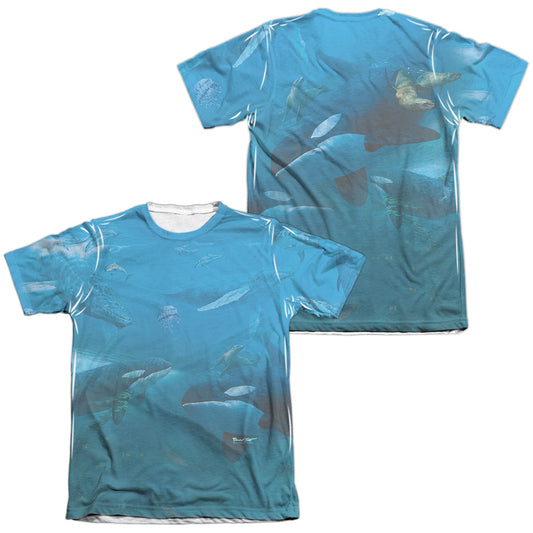 Wild Wings - Whales (Front/back Print) - Adult Poly/cotton Short Sleeve Tee - White T-shirt