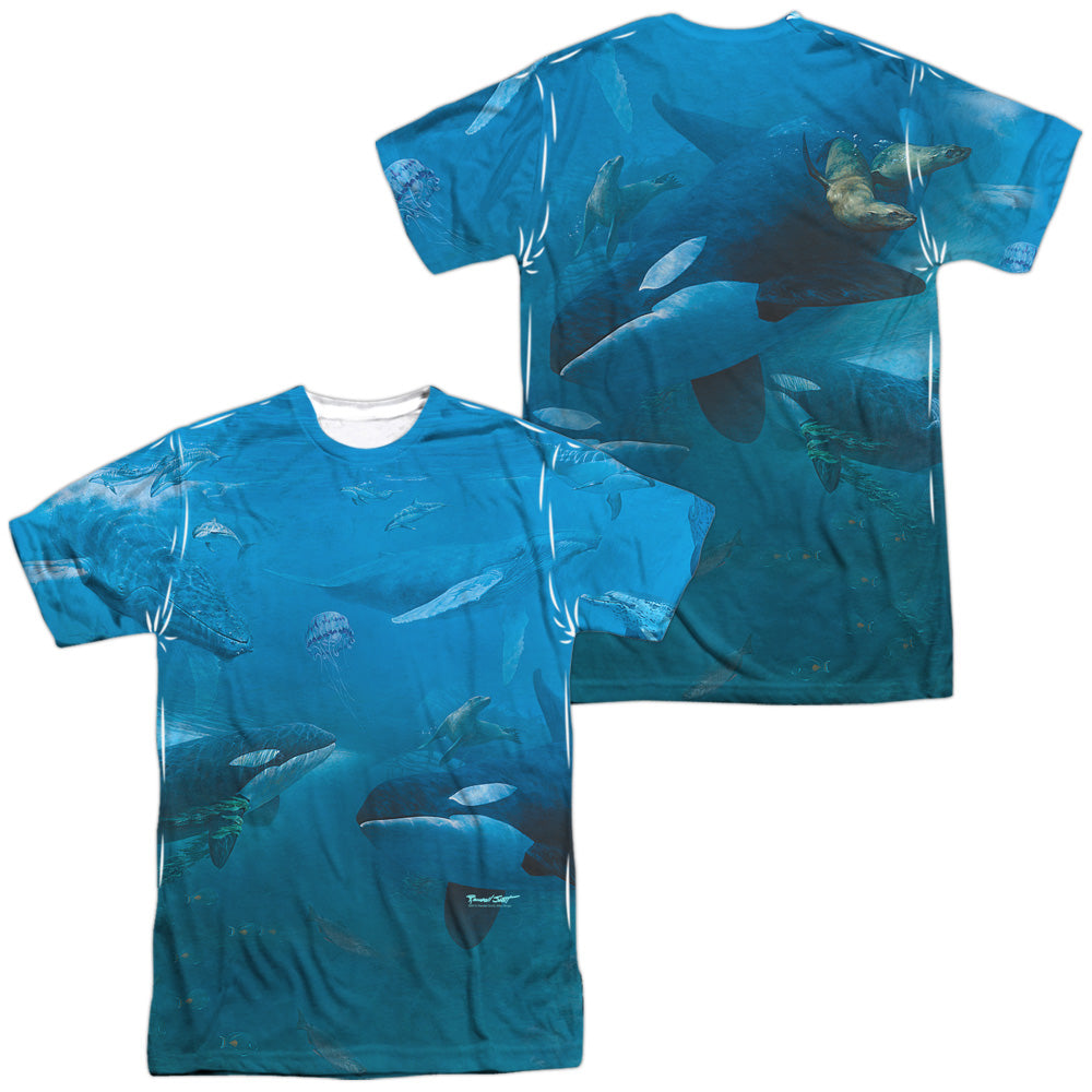 Wild Wings - Whales (Front/back Print) - Short Sleeve Adult Poly Crew - White T-shirt