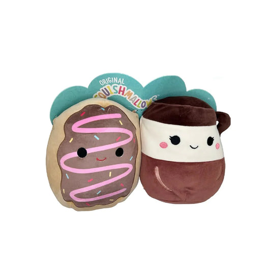 Squishmallows Aniela The Coffee and Deja the Donut Pair 8in Plush