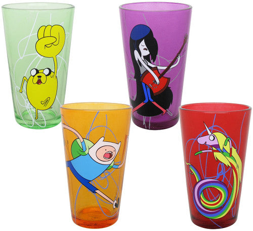 Adventure Time Characters Lines Pint Glass Set in Orange