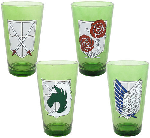 Attack on Titan Crests 4-Pack Pint Glass Set
