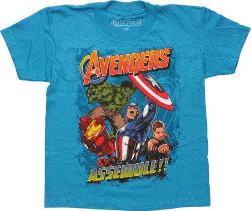 Avengers Assemble Heroes Teal Juvenile T-Shirt