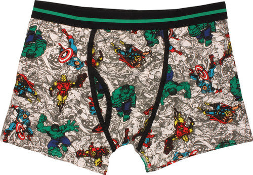 Avengers Color Heroes on Black White Boxer Briefs