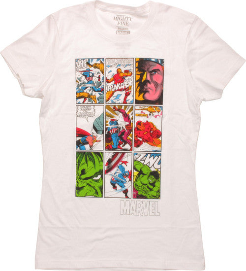 Avengers Comic Panels White Juniors T-Shirt