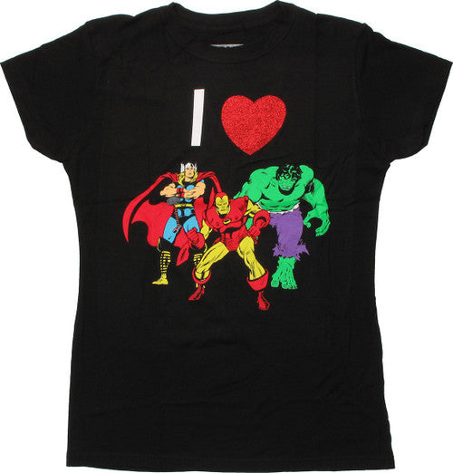 Avengers Glitter Heart Trio Baby T-Shirt