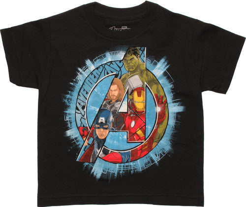 Avengers Inside A Logo Black Juvenile T-Shirt