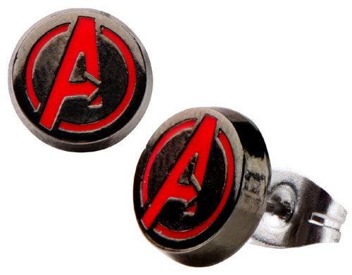 Avengers Logo Round Stud Earrings in Red