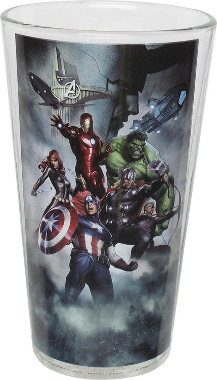 Avengers Movie Group Pint Glass in Black