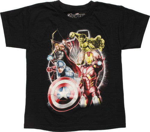 Avengers Movie Heroes Ready Black Youth T-Shirt