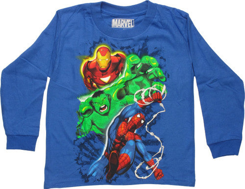 Avengers Spiderman Hulk Iron Man Long Sleeve Juvenile Shirt