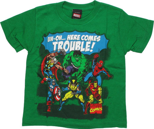 Avengers Uh-Oh Trouble Green Juvenile T-Shirt