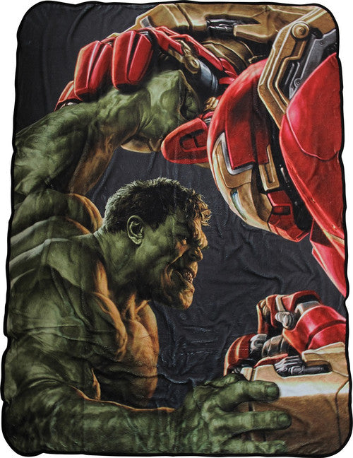 Avengers Ultron Hulk Vs Hulkbuster Fleece Blanket in Green