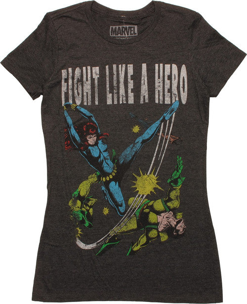 Black Widow Fight Like a Hero Juniors T-Shirt