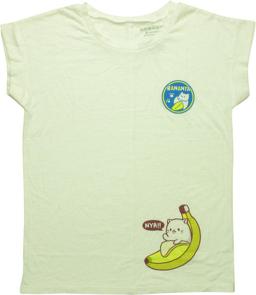 Bananya Banana Sticker Roll Sleeve Juniors T-Shirt