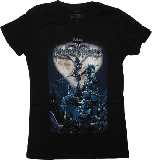 Kingdom Hearts Cover Art Black Juniors T-Shirt