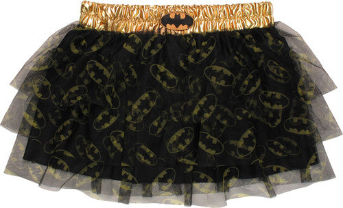 Batman Batgirl Logos Tiered Tutu Skirt in Black