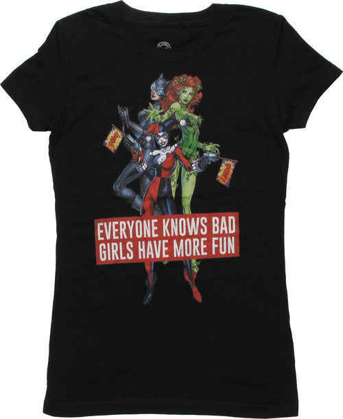 Batman Bad Girls More Fun Black Juniors T-Shirt