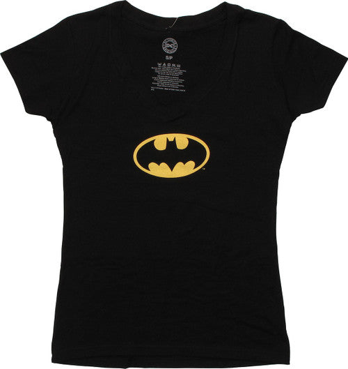 Batman Basic Logo V Neck Juniors T-Shirt