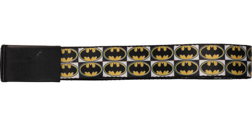 Batman Checker Board Logos Wide Mesh Belt in Yellow