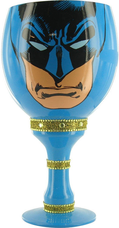 Batman Face Logo Blue Glass Goblet