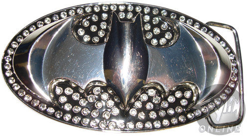 Batman Logo Crystals Belt Buckle in Silver
