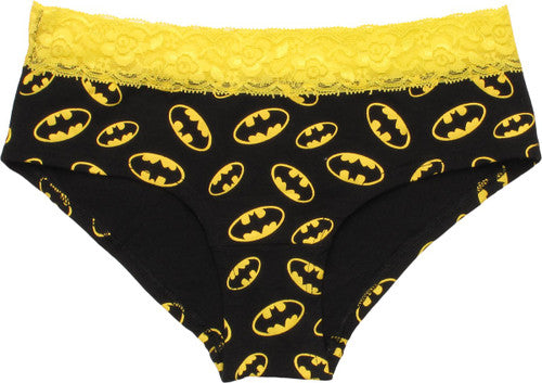 Batman Logo Jumble Lace Trim Hipster Panty