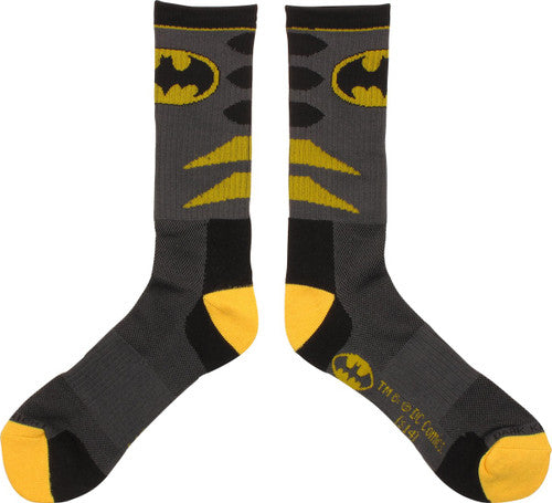Batman Logo Stripes Active Crew Socks in Yellow