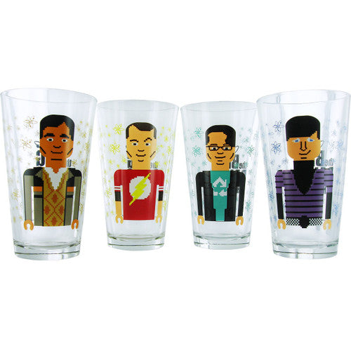 Big Bang Theory Pixelated Group Glass Set
