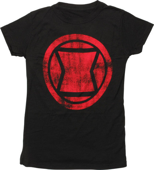 Black Widow Distressed Icon Juniors T-Shirt
