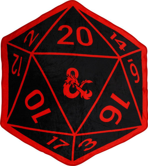 Dungeons and Dragons 20 Sided Die Throw Blanket in Red
