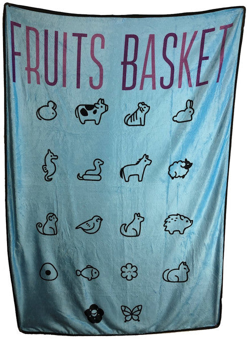 Fruits Basket Symbols Fleece Blanket in Purple