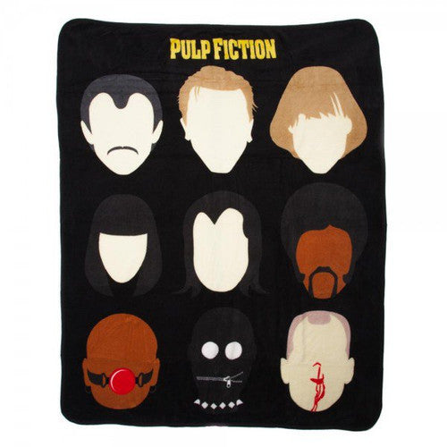 Pulp Fiction Silhouette Faces Plush Throw Blanket in Yellow