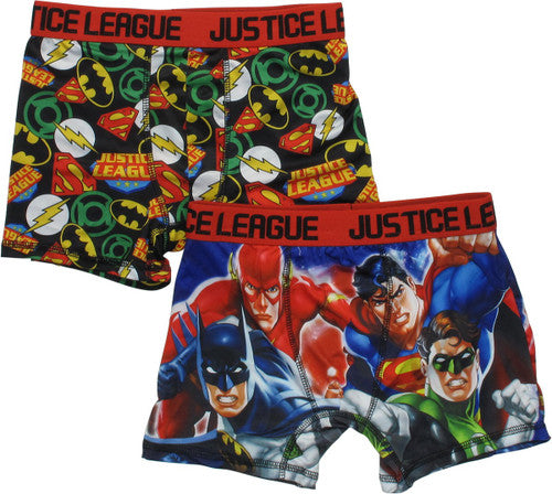Justice League Heroes 2 Pack Boys Boxer Briefs