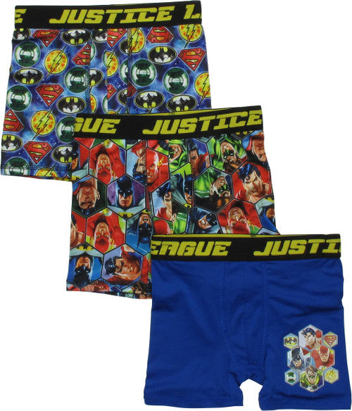 Justice League Hero Logos 3 Pack Boys Boxer Briefs
