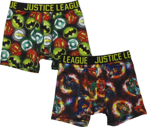 Justice League Logos 2 Pack Boys Boxer Briefs