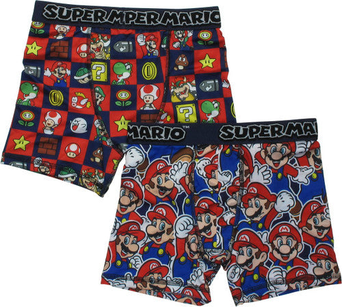 Super Mario Characters 2 Pack Boys Boxer Briefs