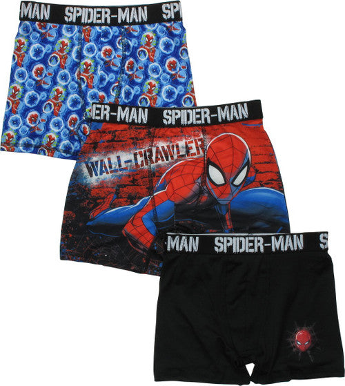Spiderman Wall Crawler 3 Pack Boys Boxer Briefs