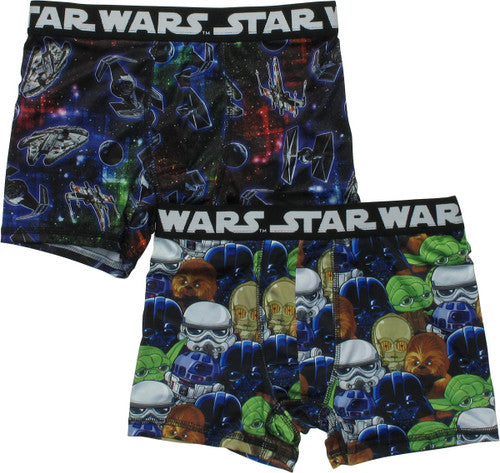 Star Wars Chibi and Ships 2 Pack Boys Boxer Briefs